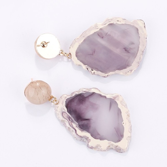 Acrylic Stone Purple Earrings - Picture 4 of 5